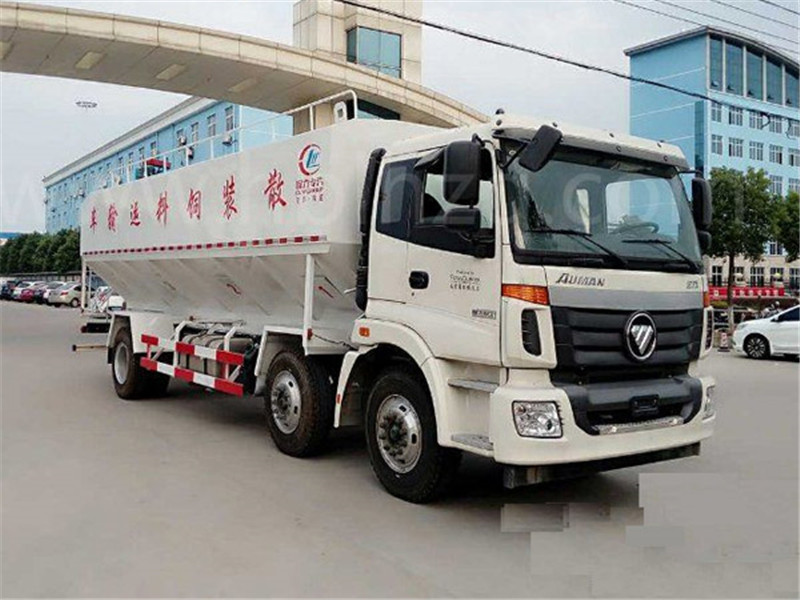 福田欧曼小三轴15吨（30方）散装饲料运输车
